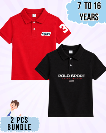 Boys Printed Polo Set – 2 Pcs (Code 4951)