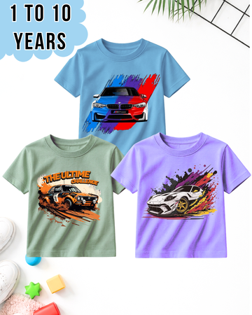 Pack of 3 Kids Printed T-Shirts – Fun Prints for Boys  (Code 5006)