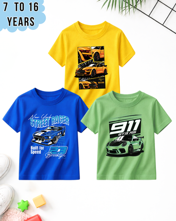 Pack of 3 Kids Printed T-Shirts – Fun Prints for Boys  (Code 4989)