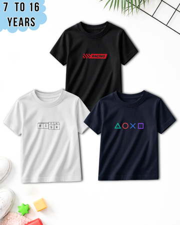 Pack of 3 Kids Printed T-Shirts – Fun Prints for Boys  (Code 4990)