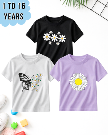 Pack of 3 Kids Printed T-Shirts – Fun Prints For Girls (Code 5041)