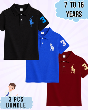 Boys Printed Polo Set – 3 Pcs (Code 4964)