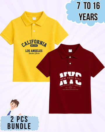 Boys Printed Polo Set – 2 Pcs (Code 4962)