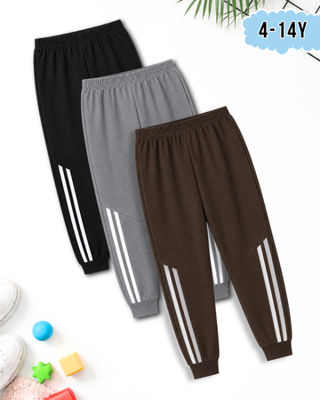 Pack of 3 Waffle Knit Front Stripe Trousers (Code 5264)
