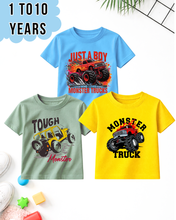 Pack of 3 Kids Printed T-Shirts – Fun Prints for Boys  (Code 5005)