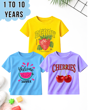 Pack of 3 Kids Printed T-Shirts – Fun Prints for Girls  (Code 5010)