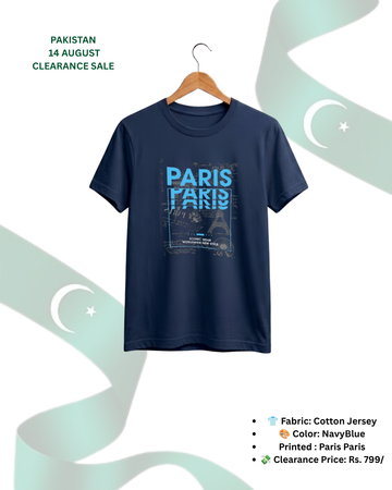 Navy Blue Printed T-Shirt/Tee for Men – Cotton Jersey Fabric (Code 5545)
