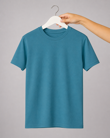 Teal Blue Women’s Basic Tee – Jersey Fabric, Classic Fit, Everyday Comfort (Code 5460)