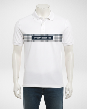 White Stripe Printed Polo T-Shirt – Stylish & Comfortable (Code 4694)