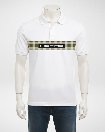 White Stripe Printed Polo T-Shirt – Stylish & Comfortable (Code 4696)