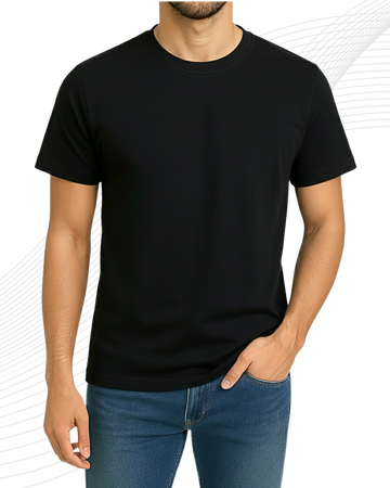 Average Black T-Shirt/Tee for Men – Cotton Jersey Fabric (Code 5177)