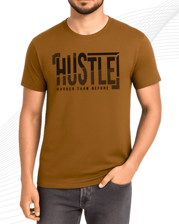 Dark Brown HUSTLE T-Shirt/Tee for Men – Cotton Jersey Fabric (Code 5162)